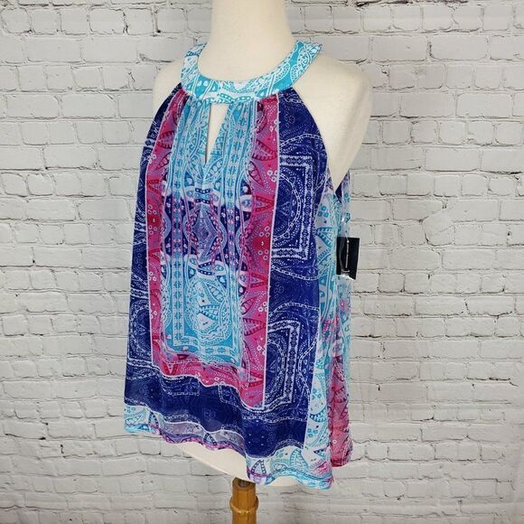 Inc Ombre Bloom Chiffon Halter Top Paisley M NEW - Picture 5 of 8